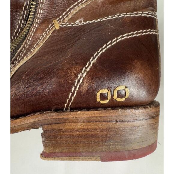 BED|STU Eiffel Women's Boots 10 Brown Distressed Leather Ankle Zip Red Soles - Picture 10 of 15